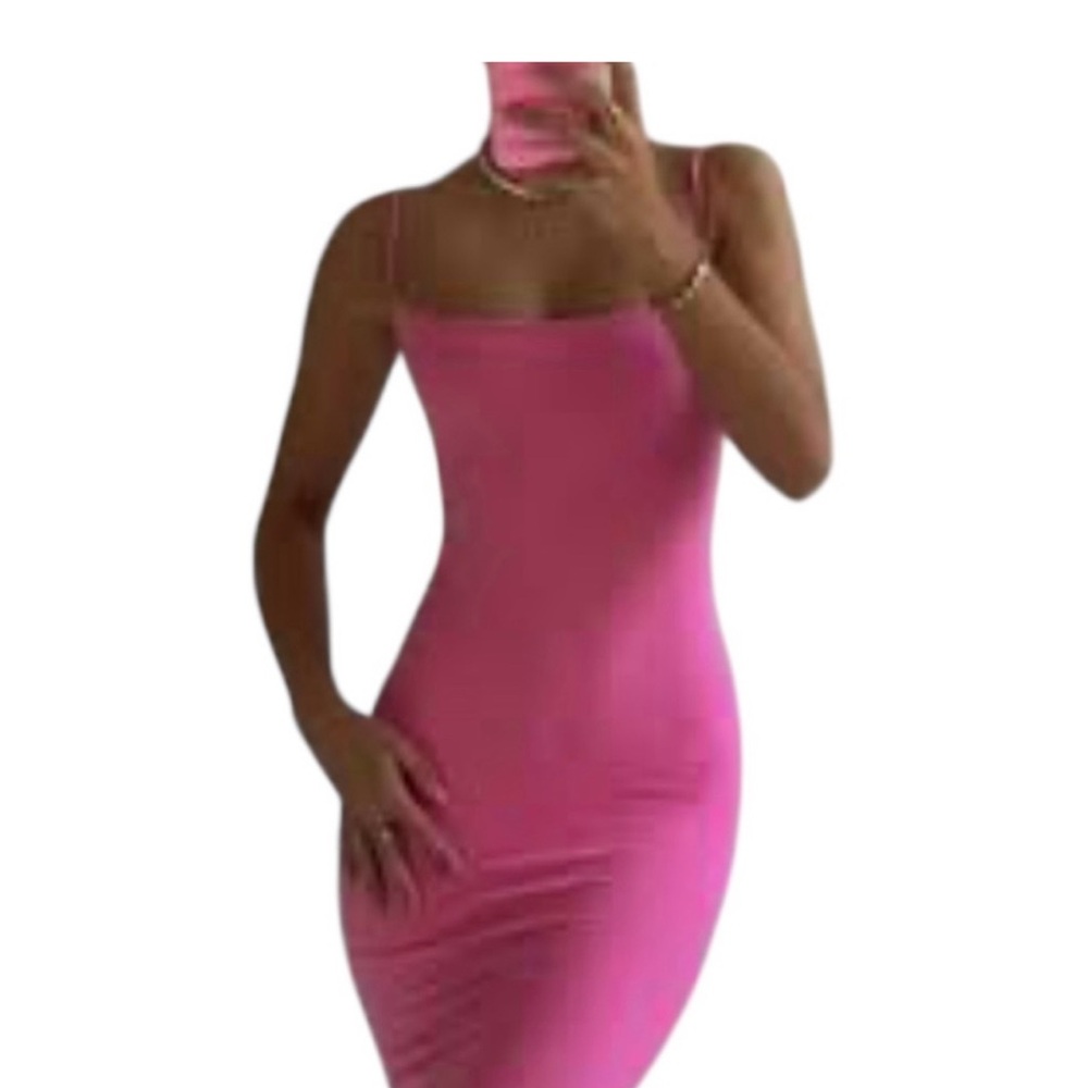 Naked Wardrobe  Sultry Pink Bodycon Midi Dress
